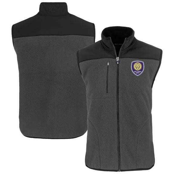Men's-Cutter & Buck Gray Orlando City SC Cascade Eco Fleece Vest