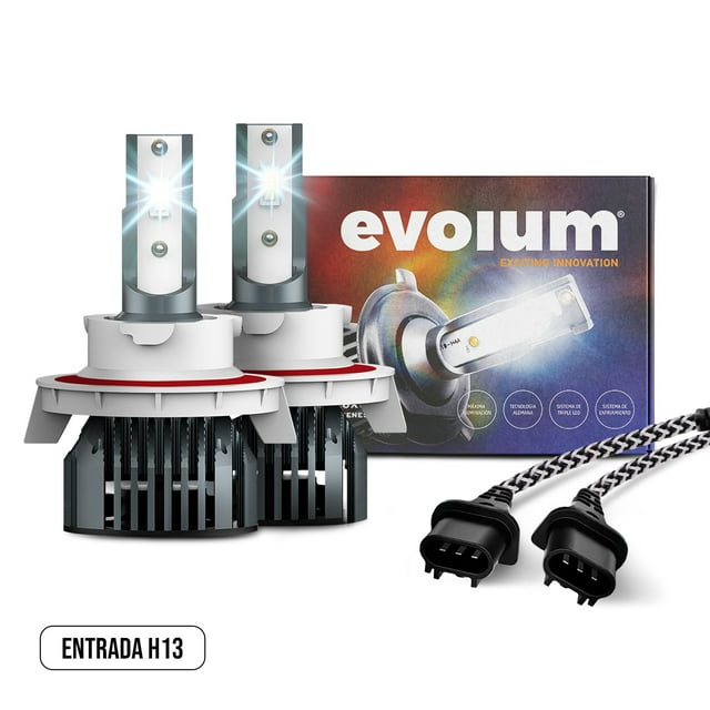 Luces Led para Auto - EVOLUM - Modelo Ultra Luxury 14,000 lúmenes - Resistencia al Agua - Haz de luz Perfecto: Luz Blanca (H13)