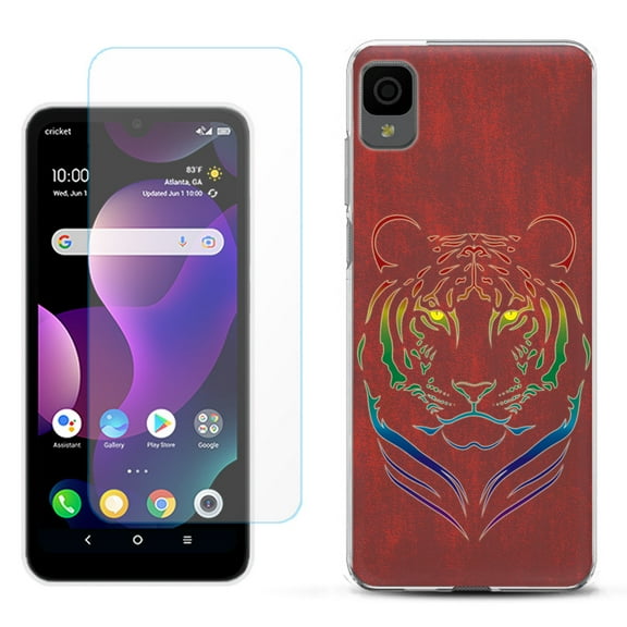 Slim-Fit Gel TPU Phone Case for TCL 30Z / 30 Z / 30 LE, with Tempered Glass Screen Protector, by OneToughShield ® - Night Tiger