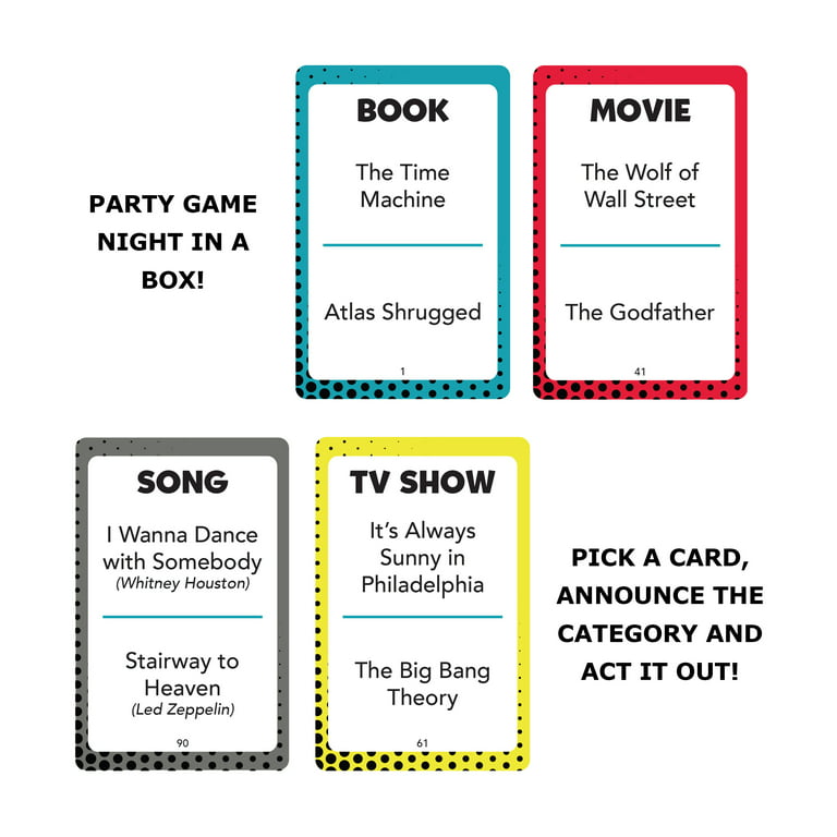Film Charade Cards - The Fun Family Party Game of Acting Out and Guessing  Movies | Printable Movie Quiz Game | Film Party Group Game