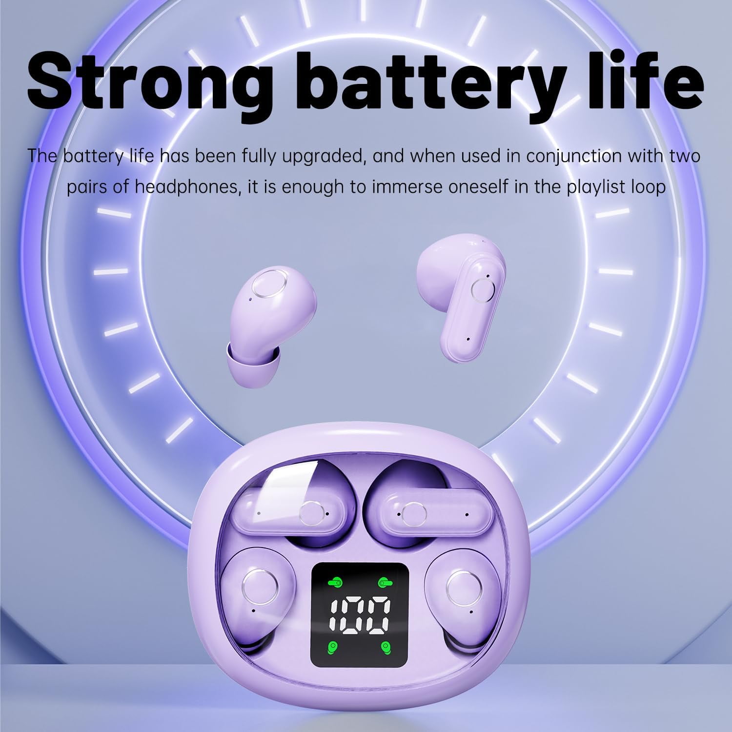 Wireless Bluetooth Headset，Tiny Size Invisible Earbuds，Sleep and Sports Earphones Set, Mini and Short Handle Design，for Work Sport Sleeping ﻿ ﻿ (Purple)