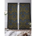 thumbnail image 3 of Vintage Navy Blue Roses Sheer Curtains 84 Inch Length 2 Panels Set Window Treatments, Abstract Art Floral Green Leaves Rod Pocket Semi Curtains for Living Room/Bedroom/Kitchen Décor, 104"W x 84"L, 3 of 7
