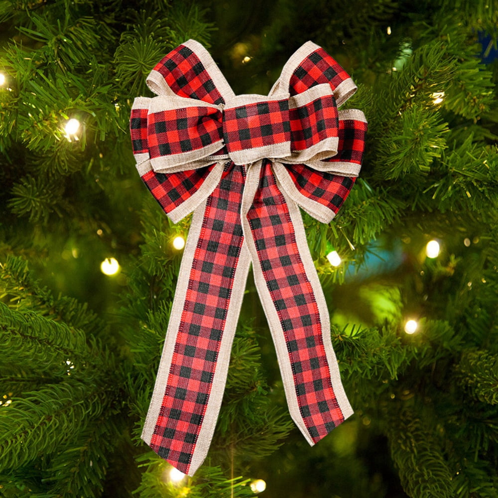 Northlight 5.5 in. Buffalo Plaid and Burlap 2 Loop Christmas Bow  Decorations (6-Pack) 34676932 - The Home Depot