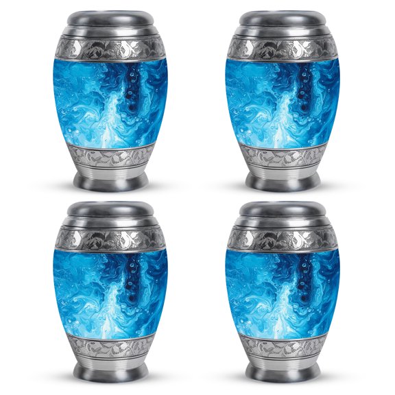 Yatskia Blue Swirl Mini Urns For Ashes For Men & Women, Urns For Human Ashes Adult, (Monar Pack of 4, 3 Inch)