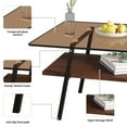 thumbnail image 3 of Coffee Table with Storage Shelf, 2-Tier Rectangle Coffee Table with Black Metal Legs, Coffee Tables with Tempered Glass Tabletop, Modern Table for Living Room Bed Room Apartment, Brown, 3 of 9