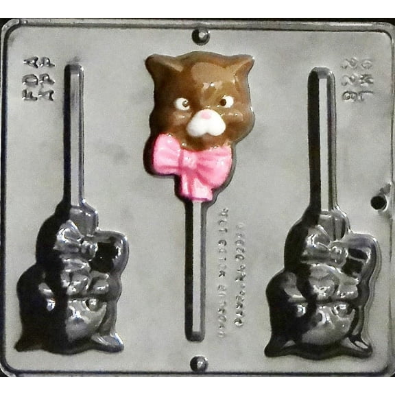 228 Kitty with Bow Lollipop Chocolate Candy Mold