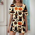 thumbnail image 2 of Halloween Pjs Women 2 Pcs Milk Protein Fiber Pjs Women Halloween Button Down Nightgown Short Sets For Women Womens Loungewear Cute Pj Sets Woman, 2 of 4