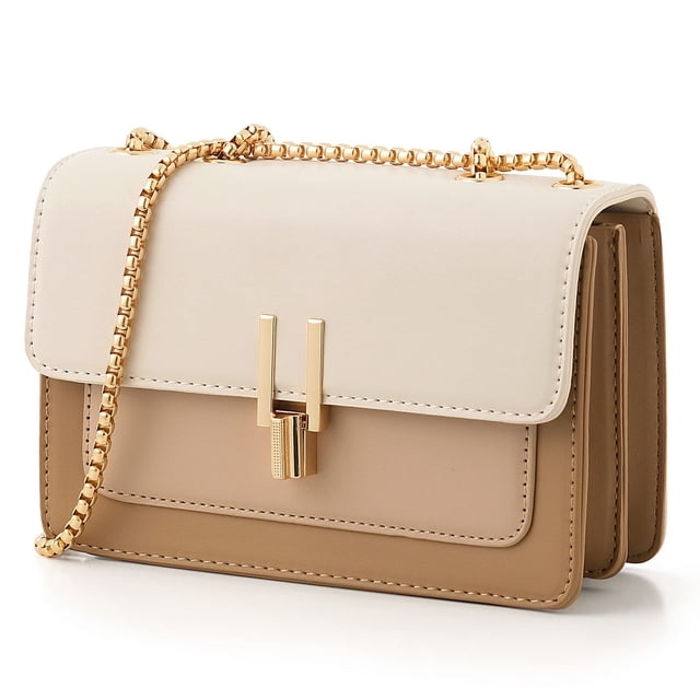 Bandolera TOP BAND Cute de piel sintética para mujer, color beige