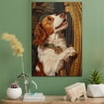 thumbnail image 2 of Brittany Cute Dog Harp Stretched Canvas Size 8x12 – Retro Brittany Dog Batter in Action With Harp for Themed Living Room, 2 of 5