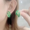 thumbnail image 3 of QIQUWOHUL Groene Verfraaide Gesp Oorbellen New Geometric Green Broken Exquisite Earrings Light High End Earrings Cold Earrings Flat Back Stud Earrings, 3 of 9