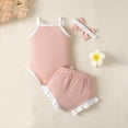 thumbnail image 4 of Baby Girl Clothes Set Summer Outfits Solid Color Ruffle Tank Tops + Elastic Waist Shorts 2PCS Casual Outfit 18-24 Months, 4 of 9