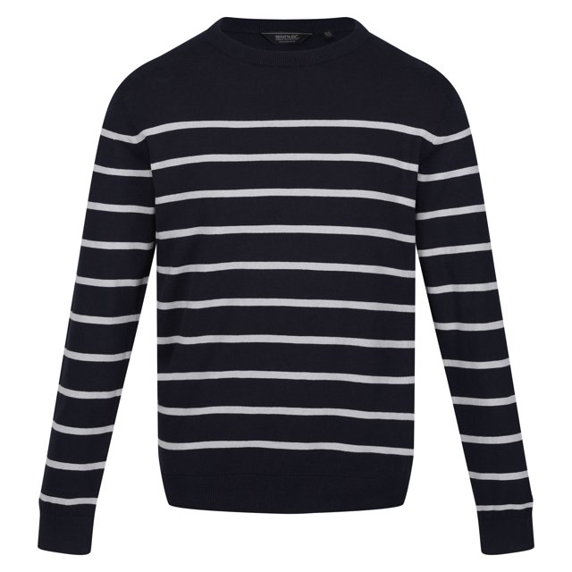 Regatta - Jersey Cautley de Rayas de Punto para Hombre (Marino, Gris Plateado)