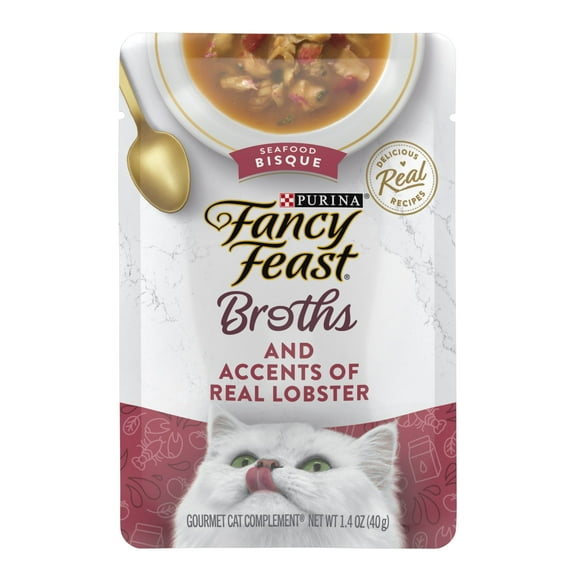 Purina Fancy Feast Broths, Wet Cat Food, Lobster Seafood Bisque, 1.4 oz Pouches