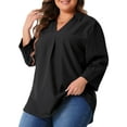thumbnail image 2 of DARING DIVA Women's Plus V Neck Long Sleeve Flowy Blouse 2X Black, 2 of 6