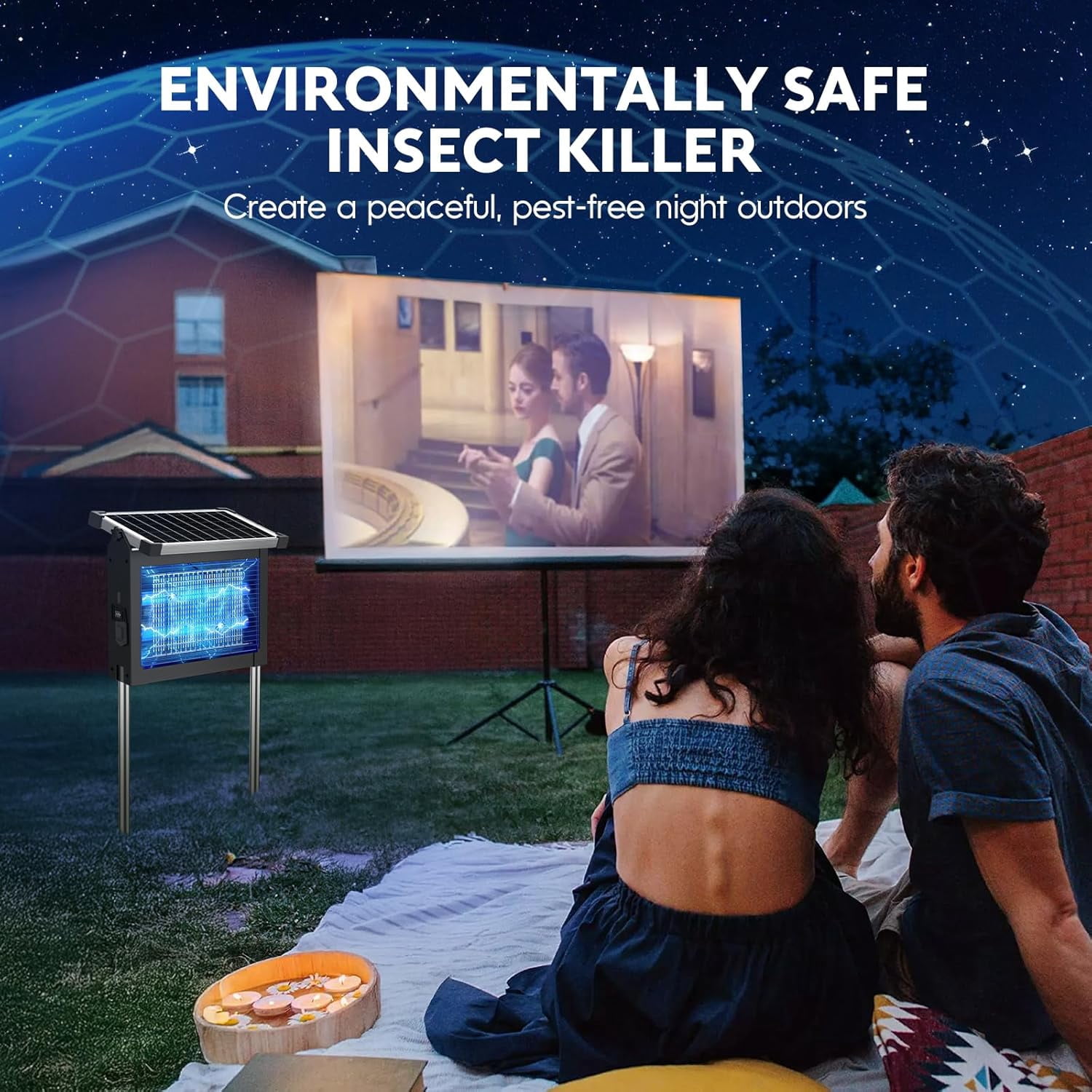 Rossetta Solar Bug Zapper Outdoor, 1 Acre 4500V Waterproof Mosquito Killer for Garden, Patio