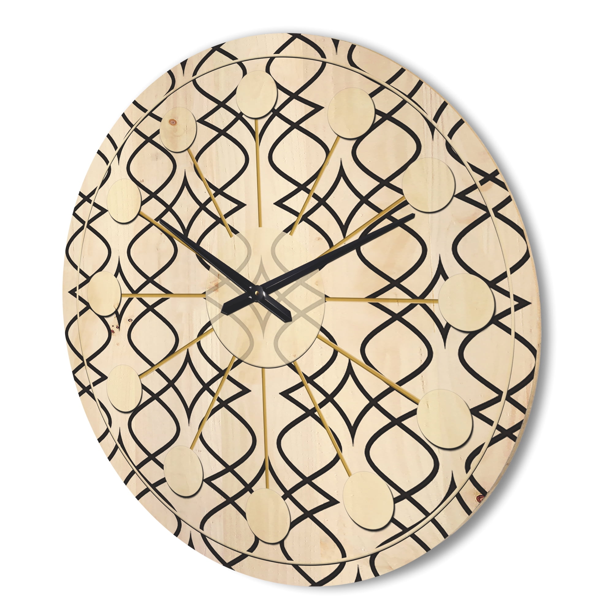 Designart 'Abstract Retro Pattern Design XIV' Mid-Century Modern Wood Wall Clock