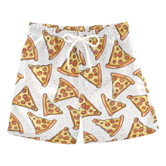 Pizza Pattern Swim Trunks Quick Dry Beach Pool Board Shorts Lightweight Stylish Print Sizes 2T to XL