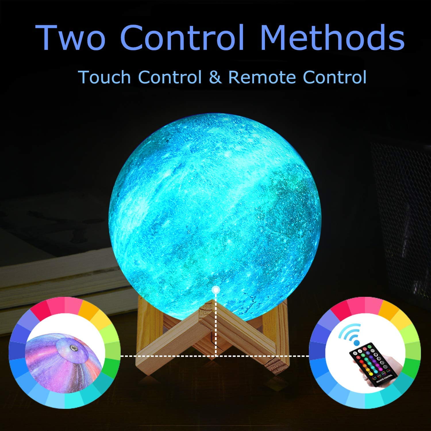 3D LED Moon Light, Remote & Touch Control Moon Night Light Gifts for Girls Boys Kids Women Birthday(4.7 inch 16 Colors)
