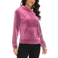 thumbnail image 4 of FUTATA Women's Long Sleeve Pullover Tops Lightweight Velour Hoodies Tracksuit Soft Stretch Sweatshirt with Pockets Red S, 4 of 6