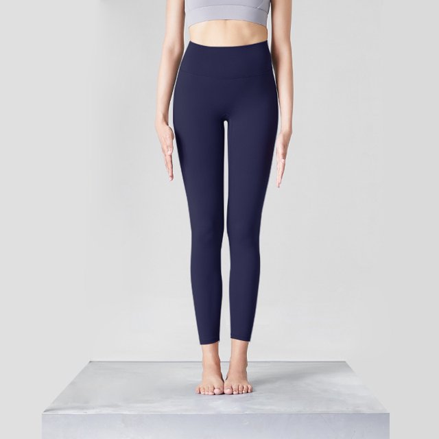 Pantalones de yoga Lijado desnudo Deportes De una sola pieza Cintura alta europea y americana Levantamiento de cadera Melocotón Apretado Pantalones de fitness de secado rápido para mujeres