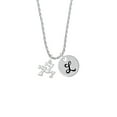thumbnail image 2 of Delight Jewelry Three Lucky 7s Silvertone Script Initial Disc - L - Charm Necklace, 20"+3", 2 of 4