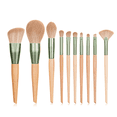thumbnail image 2 of Juego de brochas de maquillaje con mango de madera natural, 10 unidades, con fibra artificial, 2 of 5