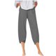 thumbnail image 2 of ICHUANYI Clearance Fashion Women Summer Casual Loose Pockest Elastic Waist Trousers Capris Pants(Gray, S) ICHUANYI WER2023080916548, 2 of 5