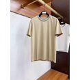 thumbnail image 3 of Nueva camiseta de manga corta para hombre, informal, sencilla, de moda, con cuello redondo y color contrastante de algodón de seda de alta calidad, 3 of 4