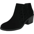 thumbnail image 2 of Soda Girl's Chance-IIS Triangle Cutout Side Chunky Stacked Heel Ankle Boot (Black Pu, 11), 2 of 4