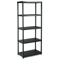 Sptwo | 5-Tier Garage Shelving Unit, Plastic Storage Rack with 4 Wall Brackets, Heavy Duty Shelf Organizer for Indoor and Outdoor