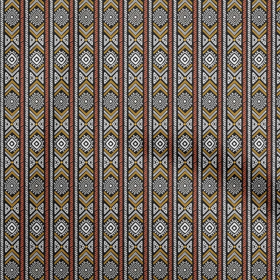 oneOone Rayon Rust Brown Fabric Tribal Sewing Material Print Fabric By The Yard 56 Inch Wide