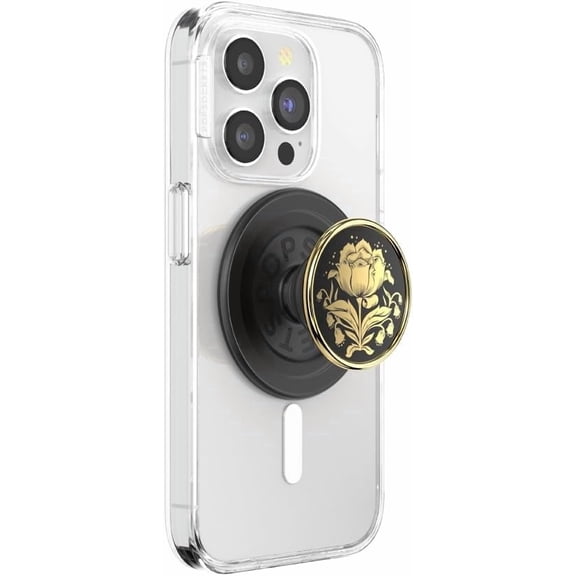 PopSockets Phone Grip for MagSafe, Magnetic Holder, Phone Stand, Black - Rose Noir