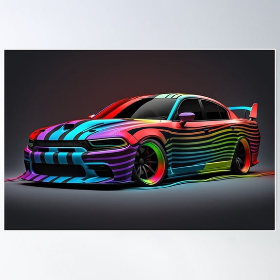 Hellcat Widebody Car Poster Wall Art, 8x12 UNFRAMED
