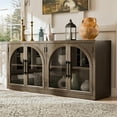 thumbnail image 5 of Furniture of America Vrusales Wood 4-Door Oak Server with Glass Doors, 5 of 8