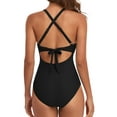 thumbnail image 5 of BERANMEY Sexy Tummy Control One Piece Swimsuit for Women Deep V Neck Cutout Swimsuits with Crisscross Back Straps Slimming High Waisted Bathing Suit Size S-2XL, 5 of 5