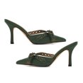 thumbnail image 4 of XYD Women Crossover Strap Grommets Mules Stiletto High Heel Pointed Closed Toe Slip On Sandals Daily Dress Shoes Size 6.5 Green, 4 of 4