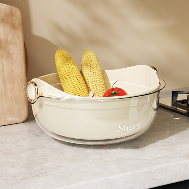 Fiudx Ofertas relámpago del día, solo en línea Cesta de drenaje transparente y espesada para lavabo de cocina, de gran capacidad, de plástico de doble capa, para el hogar, para almacenar arroz