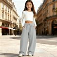 thumbnail image 2 of Landzoo Teen Girls Athletic Pants Curved Leg Sweatpants With Pockets And Drawstring Fall Casual Kid Girls Baggy Trousers, 2 of 5