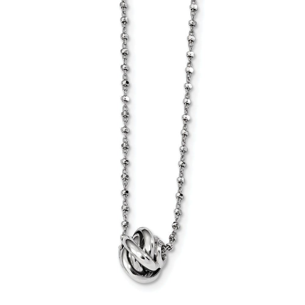 Bonyak Jewelry SS Rhodium-Plated CZ Brilliant Embers Polished Necklace in Sterling Silver