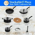 thumbnail image 2 of NutriChef Kitchenware 17 Piece Non-Stick Cookware Set, Non-Stick Pans and Pots with foldable Knob, Space Saving, Stackable, Nylon Tools Set, Induction Base, Black, 2 of 3
