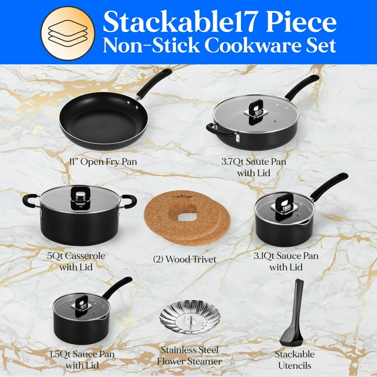 Free Shipping! NutriChef Kitchenware 17 Piece Non-Stick Cookware  