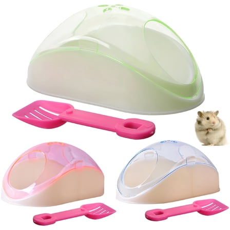 ACDANC Hamster Sand Bathroom, Plastic Mouse Shape Sand Bath Container Small Pet Bathtub Sauna Toilet Washroom Box with Shovel for Hamster Guinea Pig Ferret Gerbil Chinchilla (Pink)