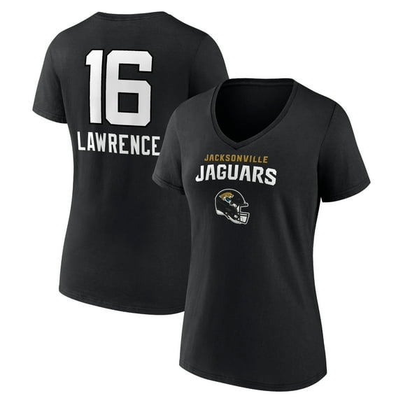 Women's Trevor Lawrence Jacksonville Jaguars Black Team Wordmark Name & Number V-Neck T-Shirt