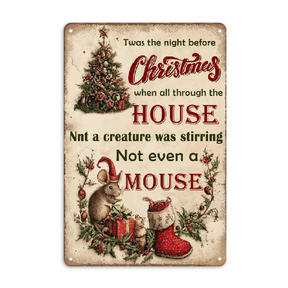 2D Flat 1pc Vintage The Night Before Christmas Metal Sign Seasonal Wall Decor for Home, Restaurant, Bar, Cafe, Garage 8*12inch Distressed Plaque Artwork with Rustic Charm
