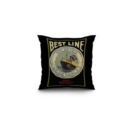 Best Line Vegetable - Vintage Crate Label (16x16 Spun Polyester Pillow, Black