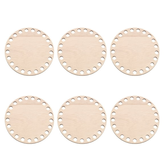 Uxcell 4" Diameter Crochet Basket Bottom, 6Pcs Round Blank Wooden Base for DIY Craft Weaving Supplies, Brown