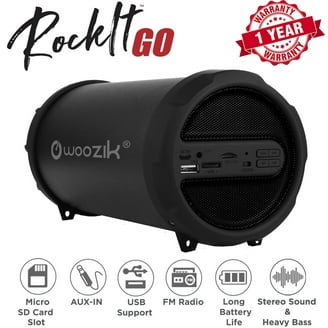 Woozik S213 LED Boombox - Portable Bluetooth, USB, Micro SD, FM