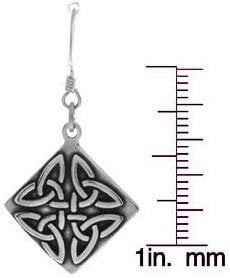 Jewelry Trends Sterling Silver Celtic Trinity Triangle Knot Dangle Earrings