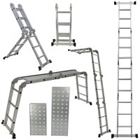 Arksen 12.5FT Aluminum Ladder EN131 Platform Multi-Purpose extension Folding Multi-Task Light Weight (w/ 2 FREE Plate)