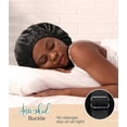thumbnail image 5 of Gorro de satén para dormir con ajuste antideslizante y ajustable, pañuelo de seda reversible de doble capa para el cabello, color negro., 5 of 5